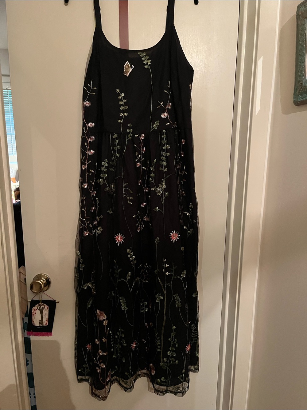 BloomChic Black Floral Embroidered Maxi Dress